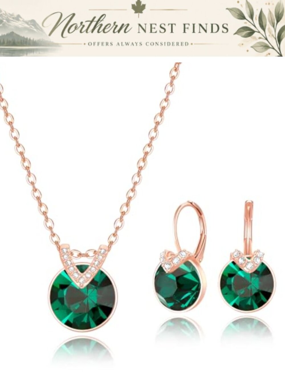 Cubic Zirconia V Drop Earrings Necklace Set Hypoallergenic Bridal Wedding